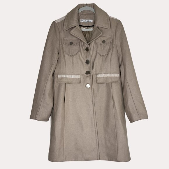 Kenneth Cole Wool Blend Trench Coat Jacket Tan 12 bv - Picture 1 of 9